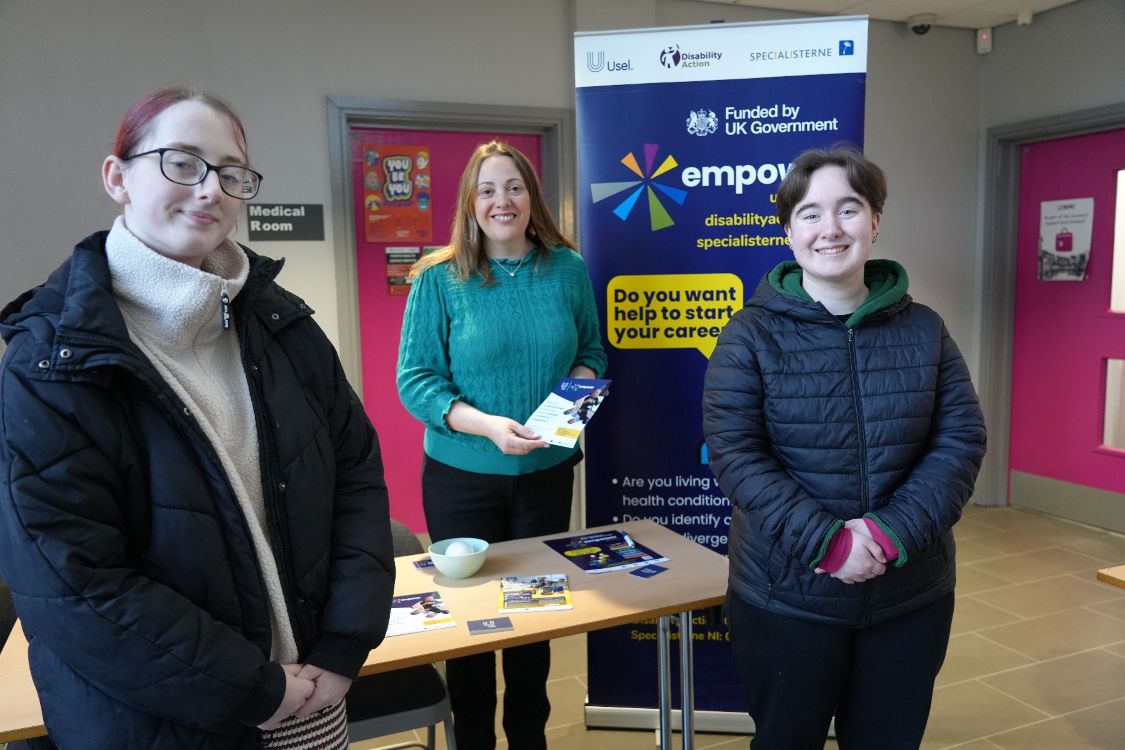 Level 2 Childcare students Jessica Carolan and Niamh O’Baoill with (centre) Hellan Hassan, USEL